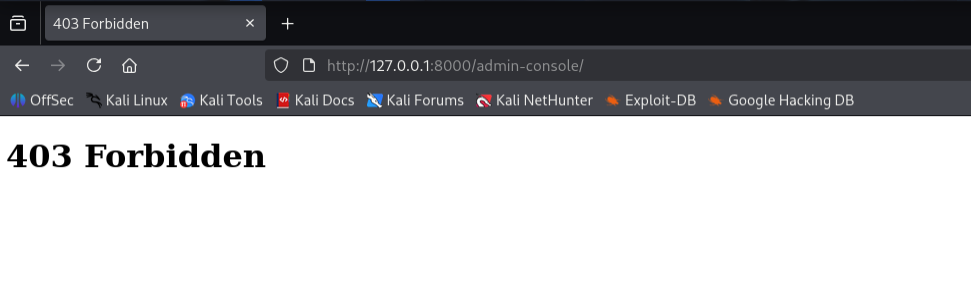 Admin sivu estettyna