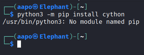 Virheilmoitus asennettaessa cythonia