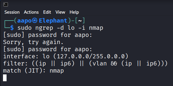 Verkon skannausta ilman liikennetta